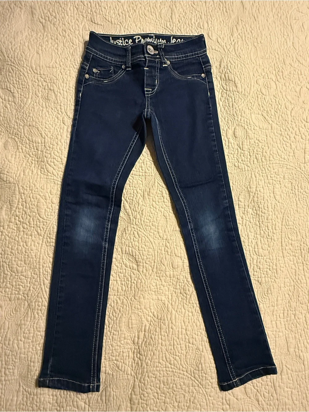 Justice Skinny Jeans in Dark Blue Wash